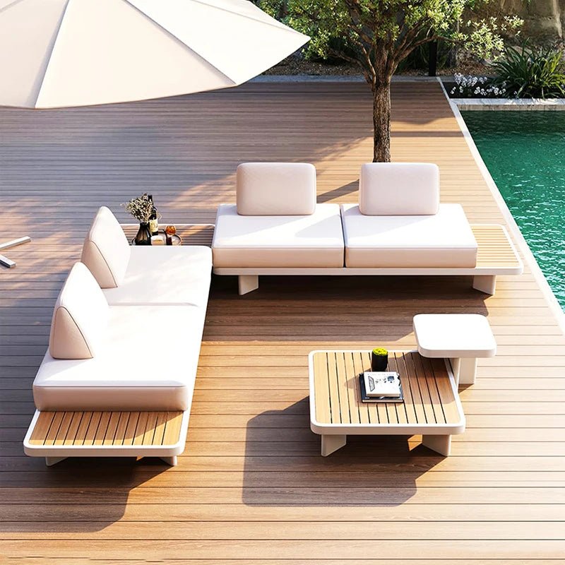 Modern Outdoor Garden Sofa Set with Wood Frame - Velvet Haven
