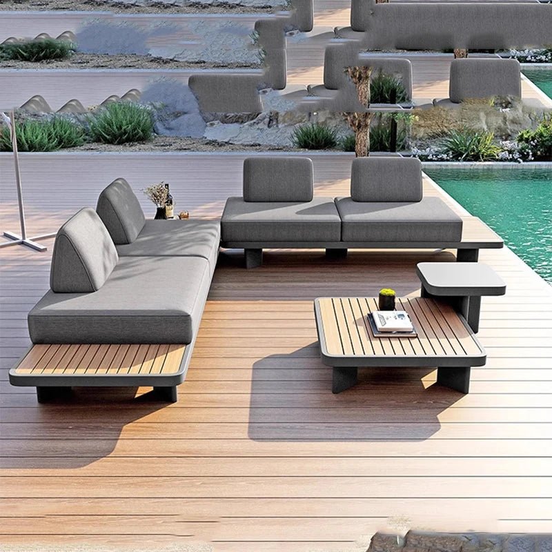 Modern Outdoor Garden Sofa Set with Wood Frame - Velvet Haven