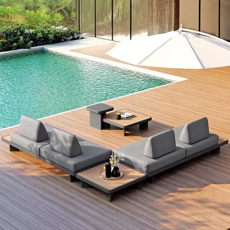 Modern Outdoor Garden Sofa Set with Wood Frame - Velvet Haven