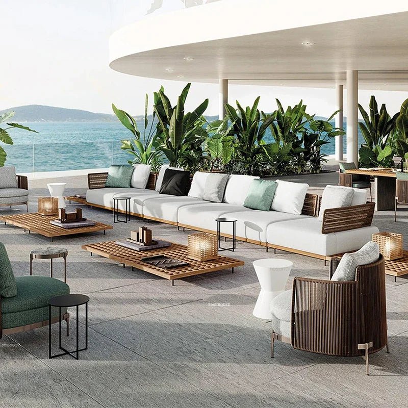 Modern Rattan Outdoor Sofa Set for Patio & Garden - Velvet Haven