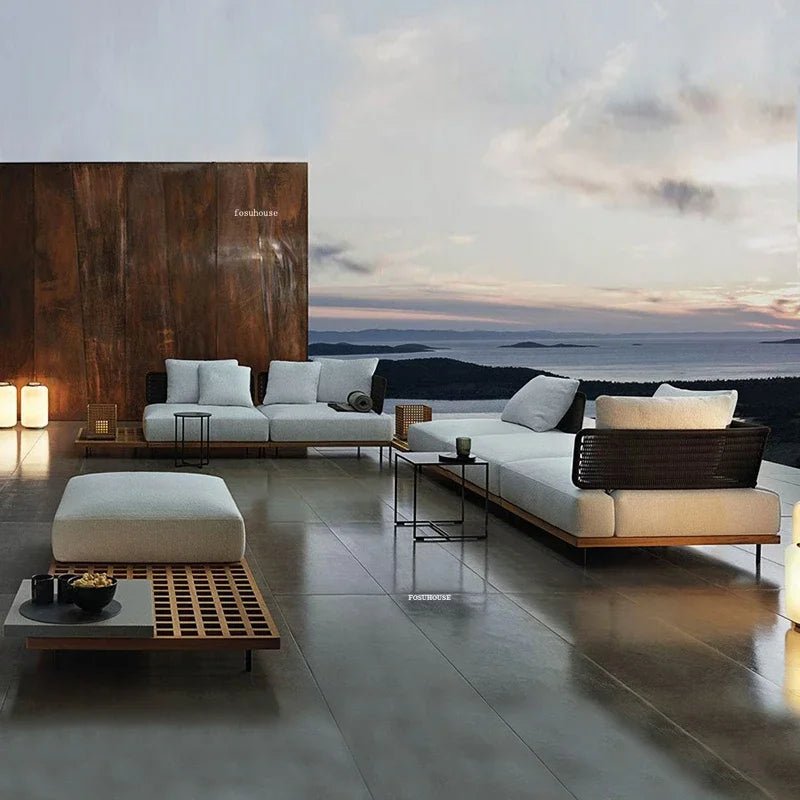 Modern Rattan Outdoor Sofa Set for Patio & Garden - Velvet Haven