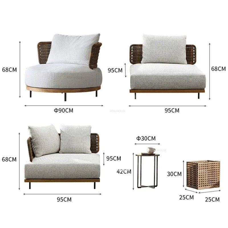 Modern Rattan Outdoor Sofa Set for Patio & Garden - Velvet Haven