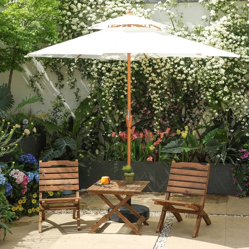 Modern Wooden Patio Table and Chairs Garden Furniture Set - Velvet Haven