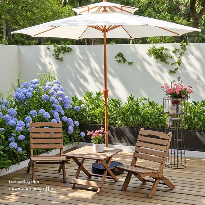 Modern Wooden Patio Table and Chairs Garden Furniture Set - Velvet Haven