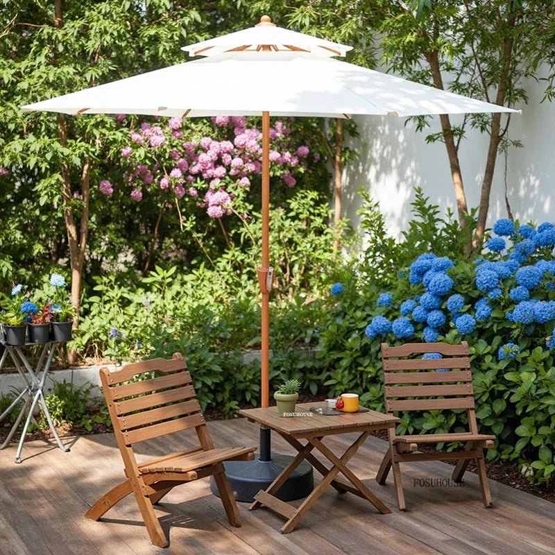 Modern Wooden Patio Table and Chairs Garden Furniture Set - Velvet Haven