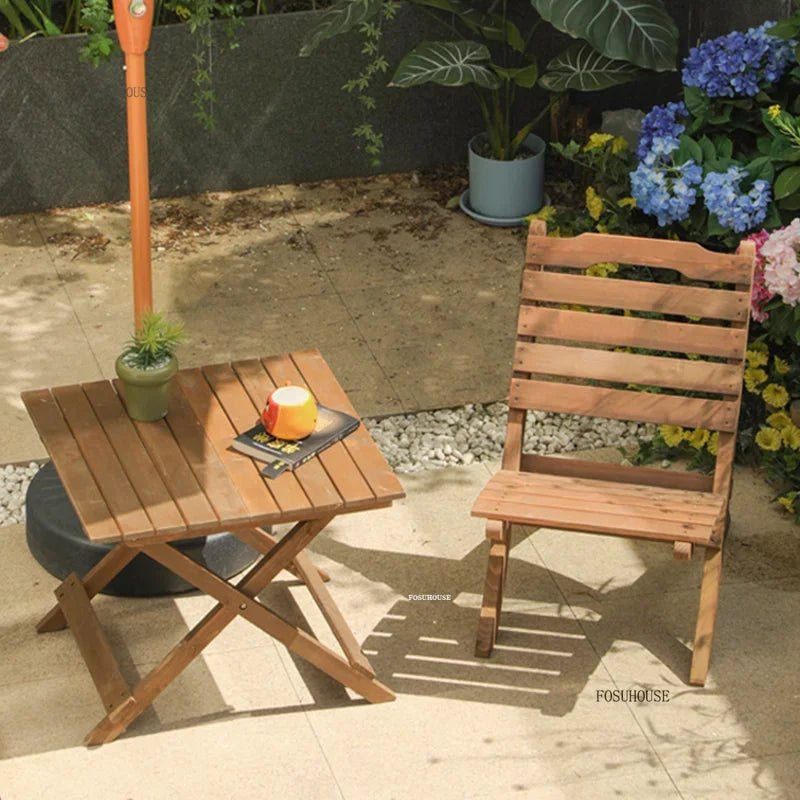 Modern Wooden Patio Table and Chairs Garden Furniture Set - Velvet Haven