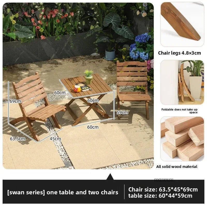 Modern Wooden Patio Table and Chairs Garden Furniture Set - Velvet Haven
