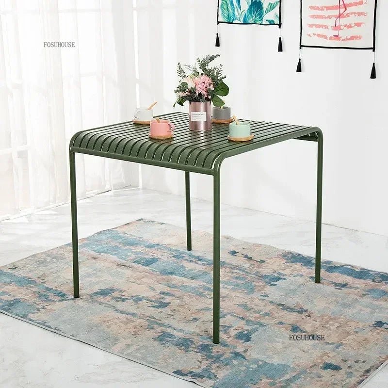 Modern Wrought Iron Patio Dining Table and Chair Set - Velvet Haven