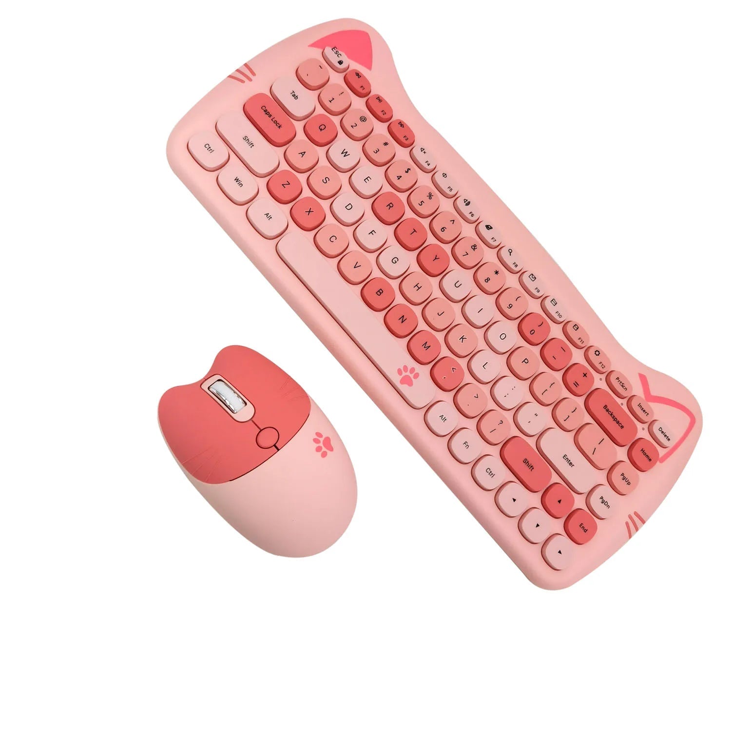 MOFII Kawaii Cat 2.4G Wireless Keyboard and Mouse Set Cute Lipstick Punk Keyboards and Mice Combos for Laptop PC Home Office - Velvet Haven