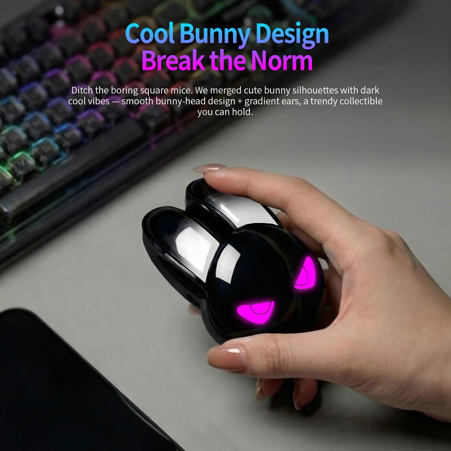 MOFII M6C Evil Rabbit Dual-Mode Rechargeable Wireless Mouse with RGB - Velvet Haven
