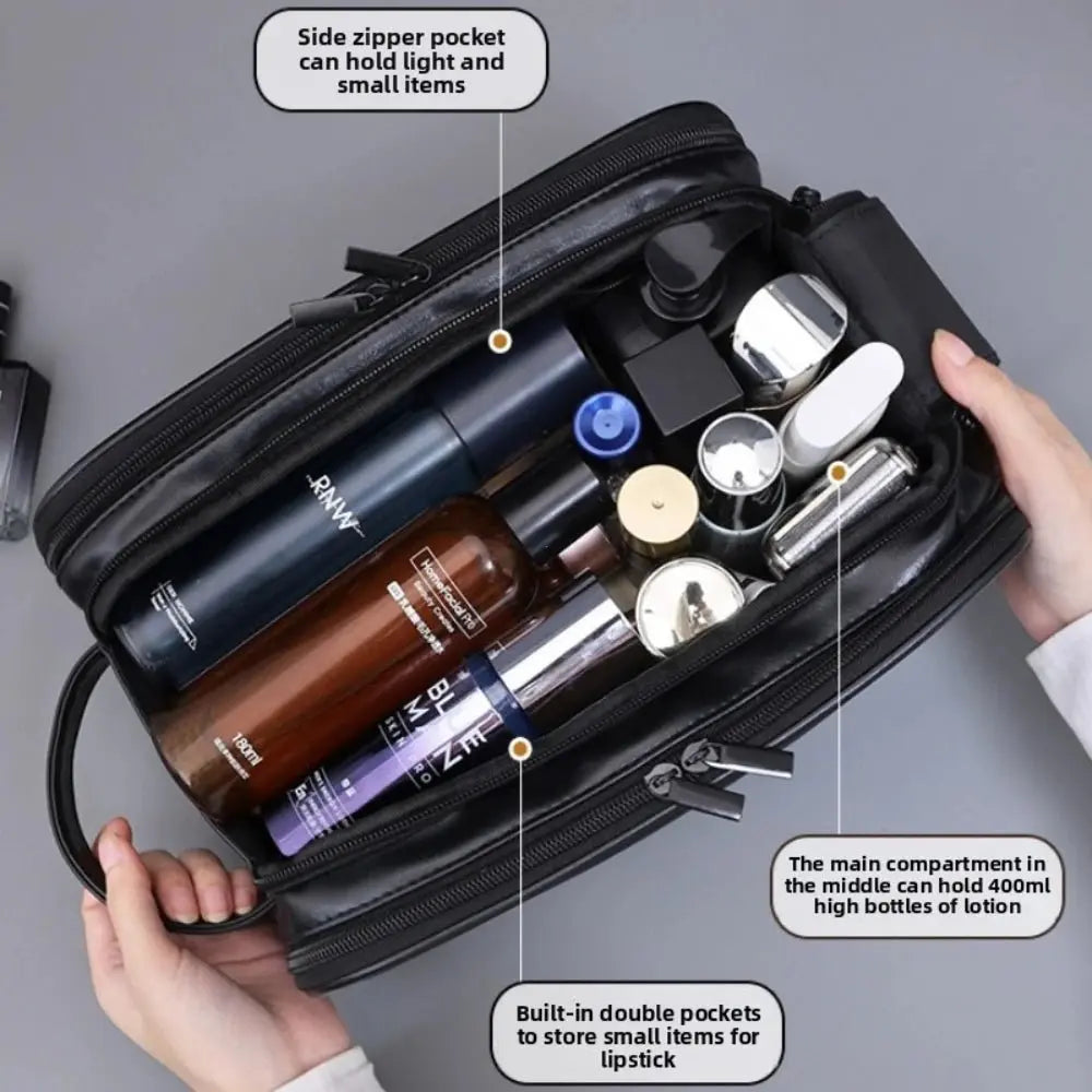 Multi Pockets PU Toiletry Bag For Women Men Travel Essentials Makeup Bags Waterproof Hanging Bag Cosmetic Washing Organizer Bag - Velvet Haven