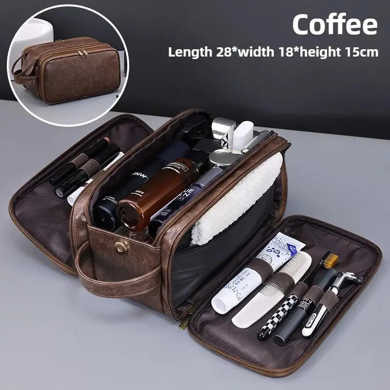 Multi Pockets PU Toiletry Bag For Women Men Travel Essentials Makeup Bags Waterproof Hanging Bag Cosmetic Washing Organizer Bag - Velvet Haven