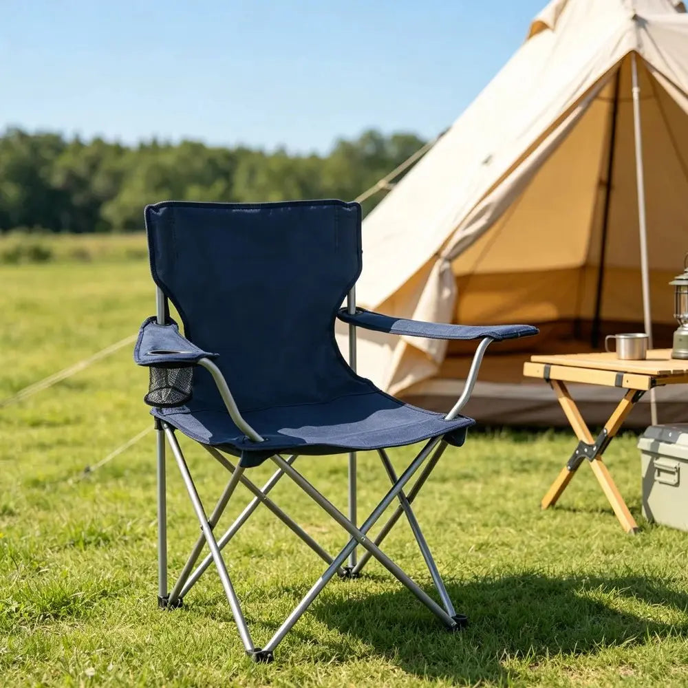Multicolor Folding Camping Chair with Cup Holder, 250 lb - Velvet Haven