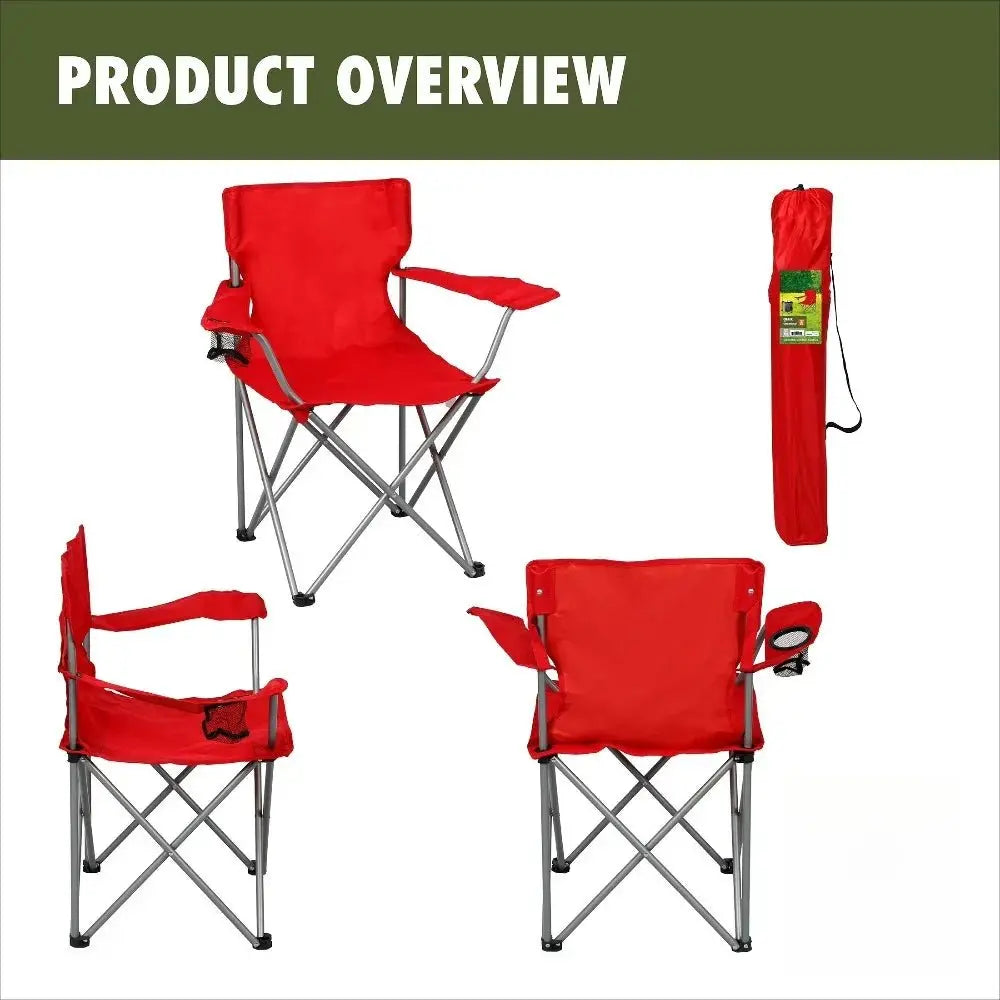 Multicolor Folding Camping Chair with Cup Holder, 250 lb - Velvet Haven