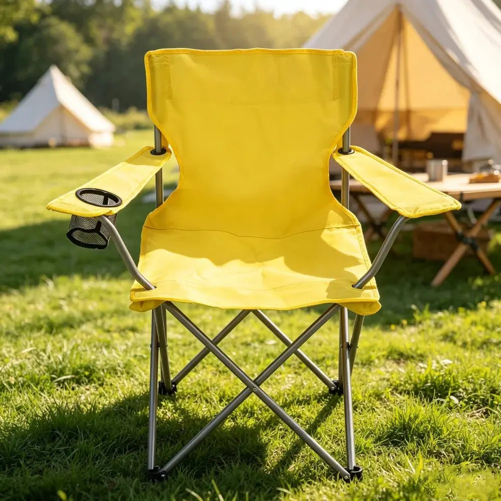 Multicolor Folding Camping Chair with Cup Holder, 250 lb - Velvet Haven