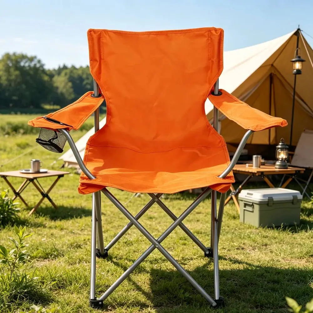 Multicolor Folding Camping Chair with Cup Holder, 250 lb - Velvet Haven