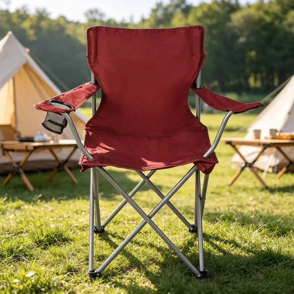 Multicolor Folding Camping Chair with Cup Holder, 250 lb - Velvet Haven