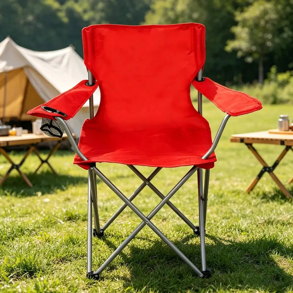 Multicolor Folding Camping Chair with Cup Holder, 250 lb - Velvet Haven