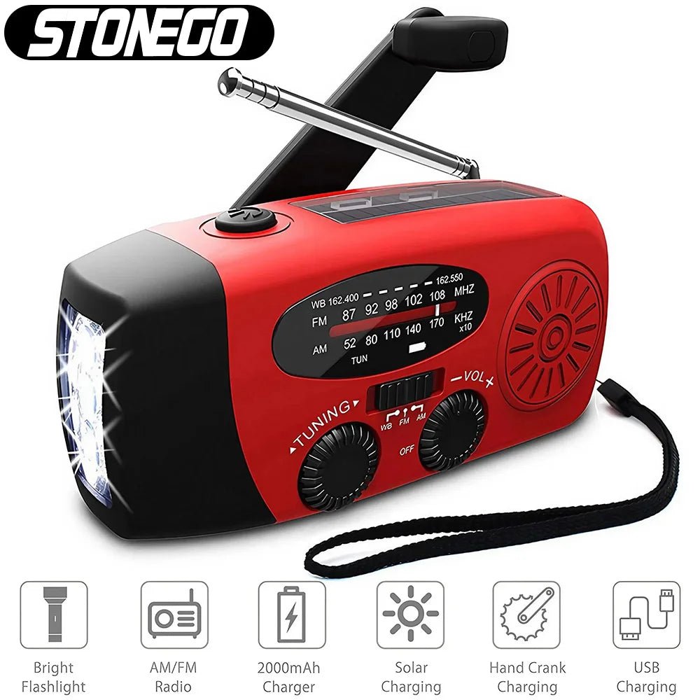 Multifunctional Portable Radio Hand Crank Solar Power FM AM WB NOAA Weather Radio Emergency LED Flashlight Flashlight Power Bank - Velvet Haven