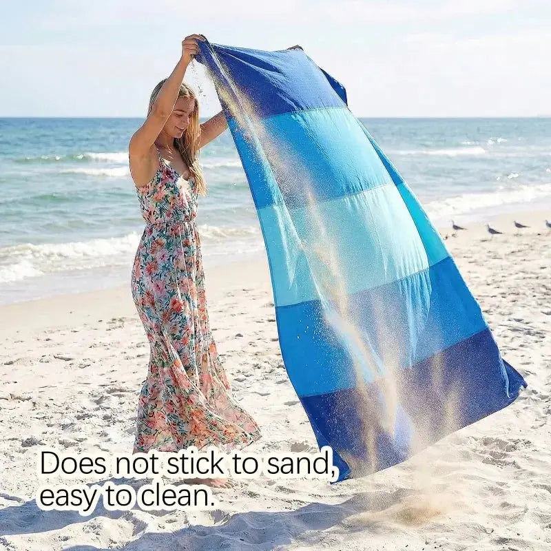 Multiple Sizes Beach Blanket Sandproof Waterproof Large Quick Drying Outdoor Picnic Mat with 4 Stakes for Travel Camping Hiking - Velvet Haven
