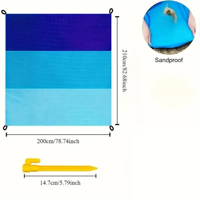 Multiple Sizes Beach Blanket Sandproof Waterproof Large Quick Drying Outdoor Picnic Mat with 4 Stakes for Travel Camping Hiking - Velvet Haven