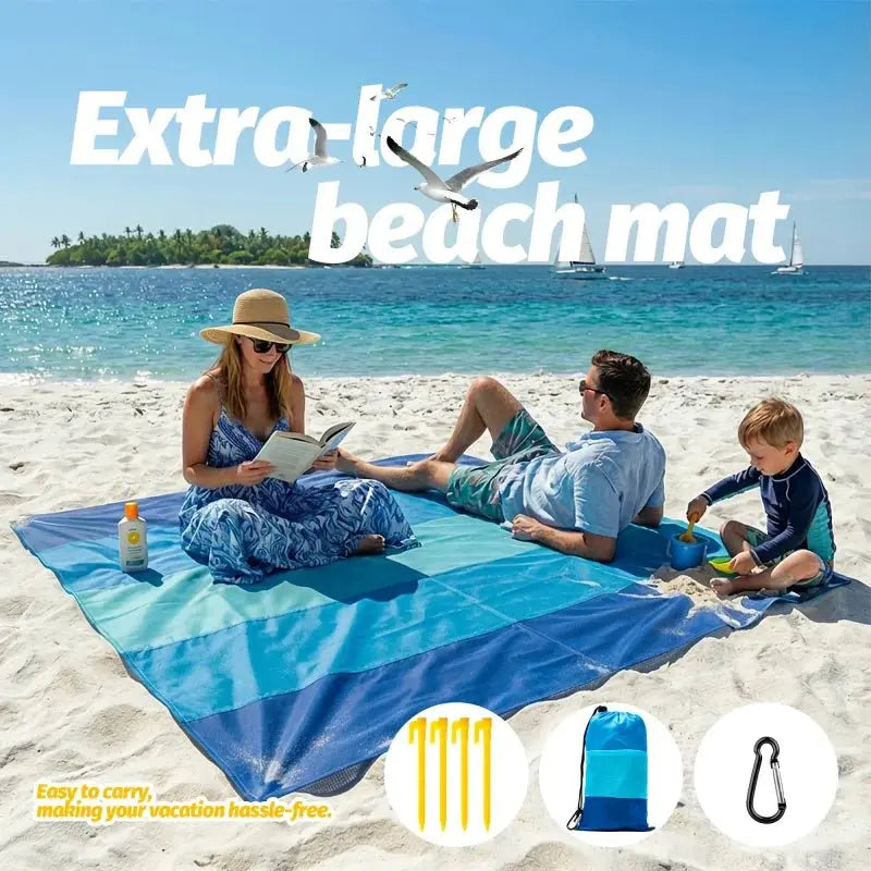 Multiple Sizes Beach Blanket Sandproof Waterproof Large Quick Drying Outdoor Picnic Mat with 4 Stakes for Travel Camping Hiking - Velvet Haven