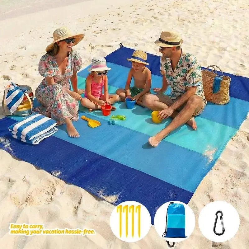 Multiple Sizes Beach Blanket Sandproof Waterproof Large Quick Drying Outdoor Picnic Mat with 4 Stakes for Travel Camping Hiking - Velvet Haven