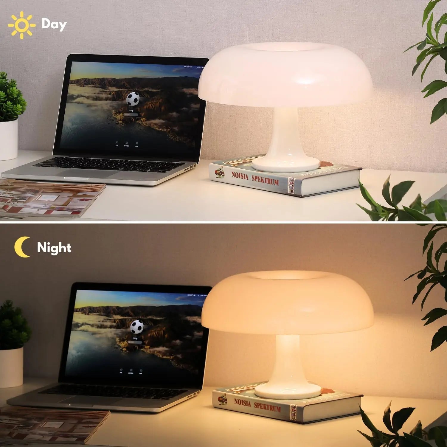 Mushroom Lamp for Room Aesthetic Modern Lighting for Bedroom | Cool Retro Living Room Decor (white) - Velvet Haven