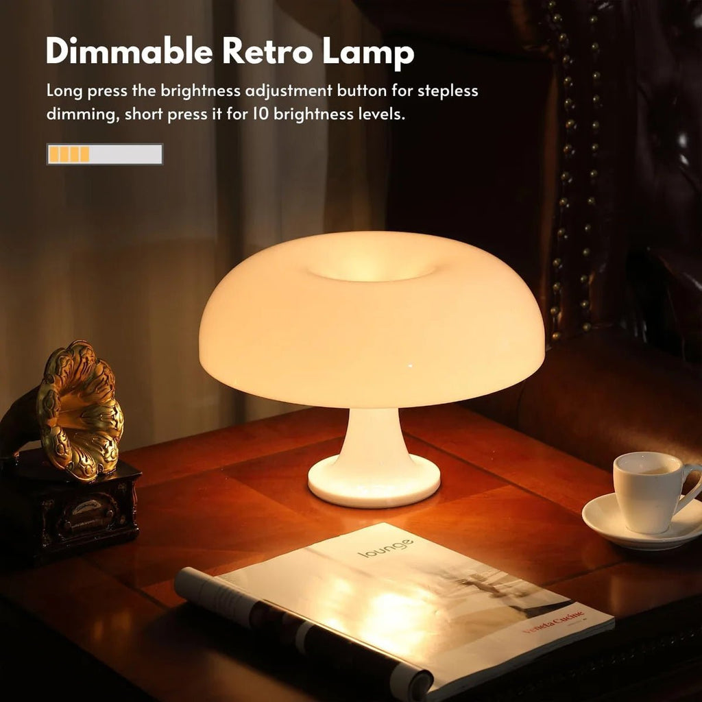 Mushroom Lamp for Room Aesthetic Modern Lighting for Bedroom | Cool Retro Living Room Decor (white) - Velvet Haven