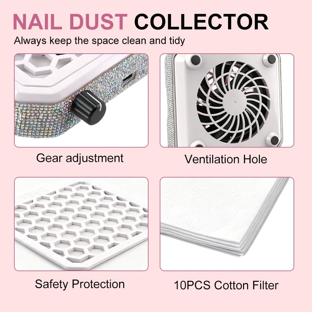 Nail Dust Collector, Powerful Vacuum Cleaning Equipment with Reusable Filter Cartridge, Ideal for Nail Salons - Velvet Haven