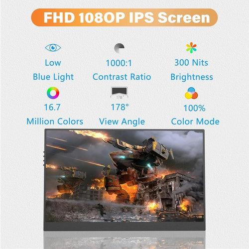 New 15.6 Inch Portable Monitor IPS HDR FHD 1080P USB-C Plug & Play Ultra Slim External Screen for Laptop Phone Xbox PS4 PS5 - Velvet Haven