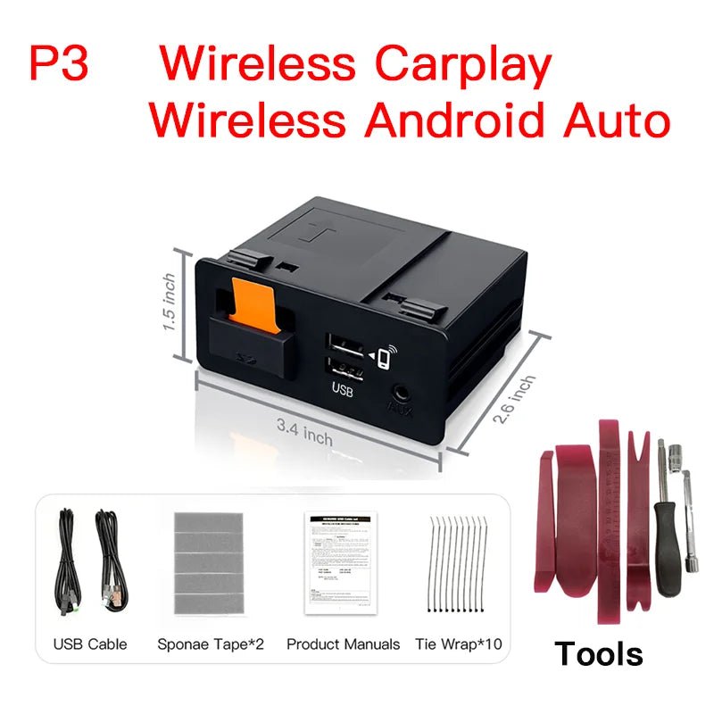 NEW P2 Wired or P3 Wireless For CarPlay Android Auto adapter USB Hub OEM Retrofit Mazda 2 3 6 CX3 CX5 CX8 CX9 MX5 TK78669U0C Kit - Velvet Haven