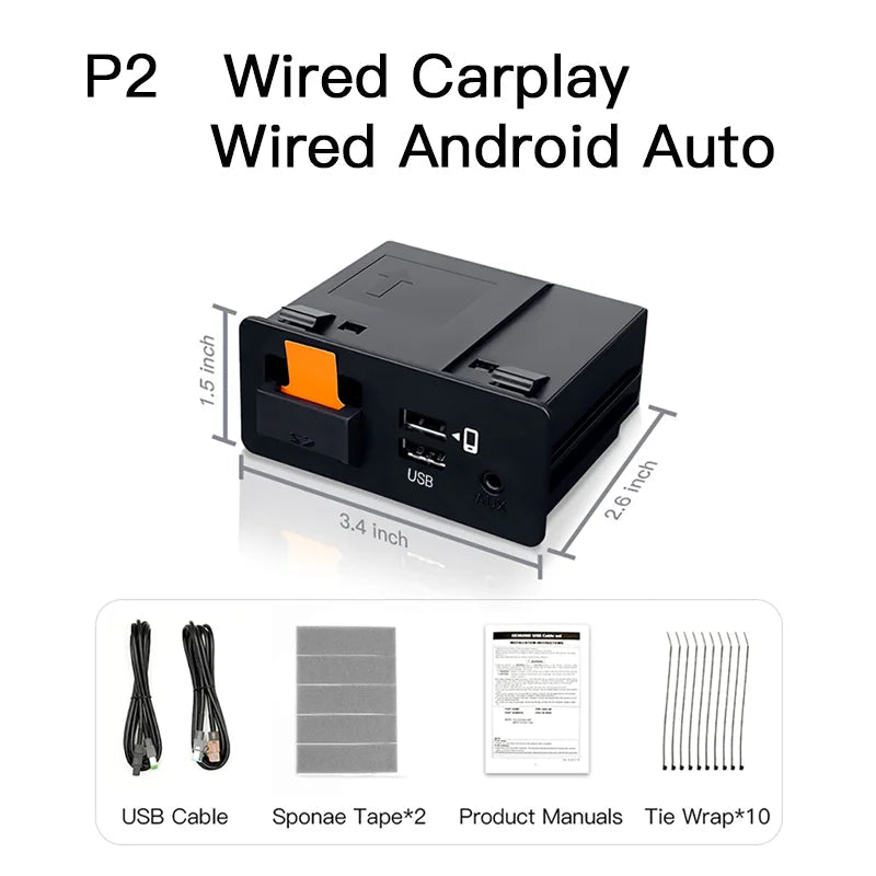 NEW P2 Wired or P3 Wireless For CarPlay Android Auto adapter USB Hub OEM Retrofit Mazda 2 3 6 CX3 CX5 CX8 CX9 MX5 TK78669U0C Kit - Velvet Haven