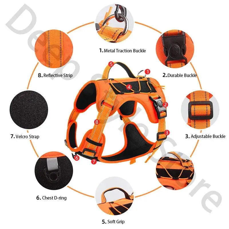 New Reflective Tactical Dog Harness No Pull Adjustable Vest Explosion Proof Durable Pet Chest Strap For Small Medium Large Dogs - Velvet Haven