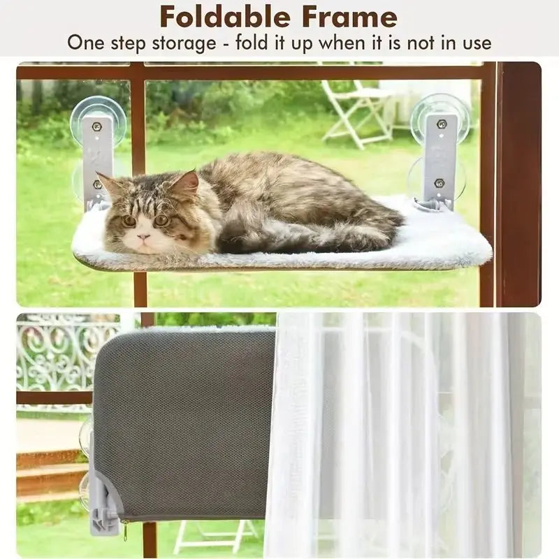 New Suction Cup Cat Hammock Foldable Hammock Suspended Nest Cat Bed Balcony Window Glass Pet Furniture And Beds Cat Supplies - Velvet Haven