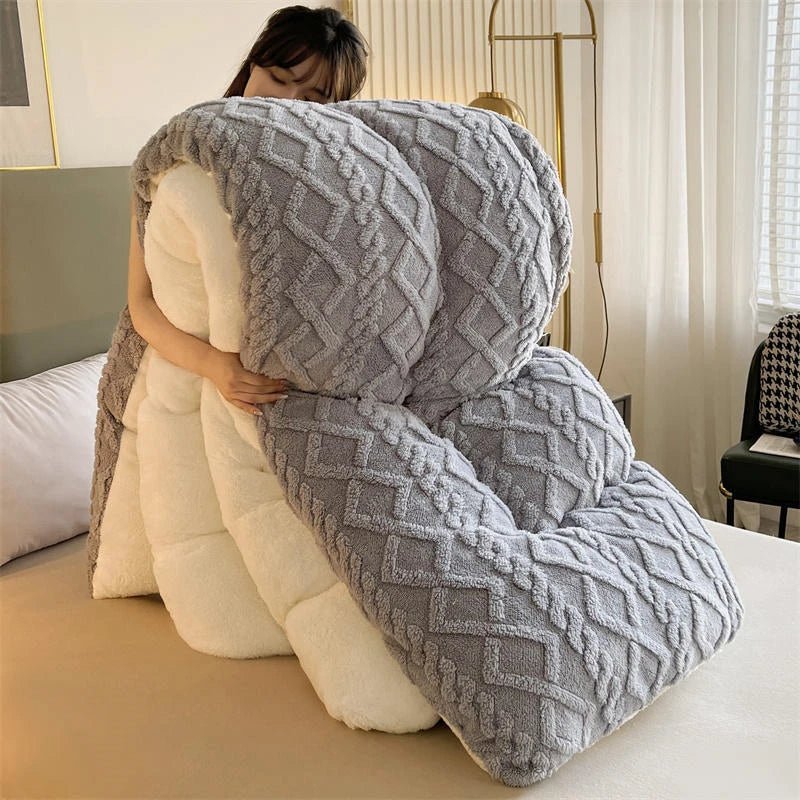 New Super Thick Spring Warm Blanket for Bed Artificial Lamb Cashmere Weighted Blankets Soft Comfortable Warmth Quilt Comforter - Velvet Haven