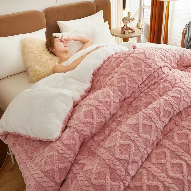 New Super Thick Spring Warm Blanket for Bed Artificial Lamb Cashmere Weighted Blankets Soft Comfortable Warmth Quilt Comforter - Velvet Haven