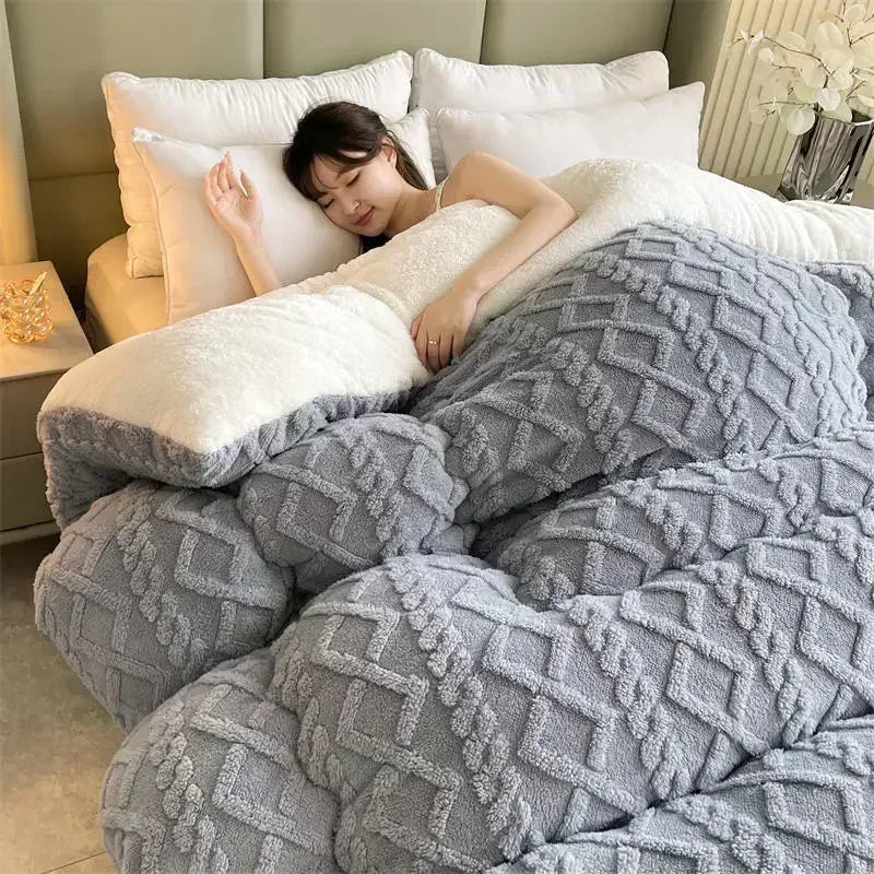 New Super Thick Spring Warm Blanket for Bed Artificial Lamb Cashmere Weighted Blankets Soft Comfortable Warmth Quilt Comforter - Velvet Haven