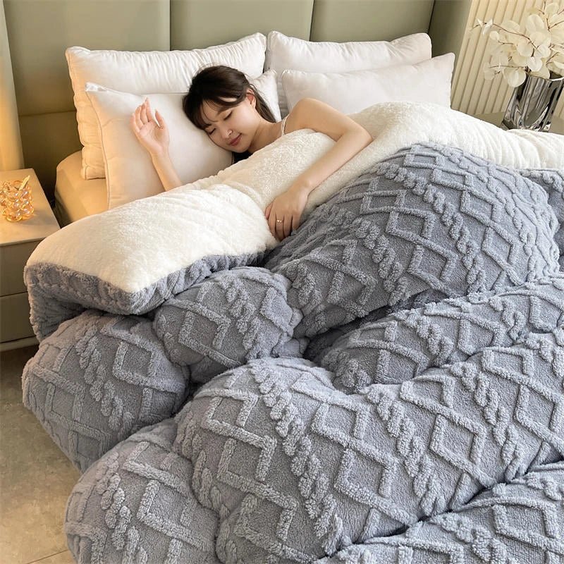 New Super Thick Spring Warm Blanket for Bed Artificial Lamb Cashmere Weighted Blankets Soft Comfortable Warmth Quilt Comforter - Velvet Haven
