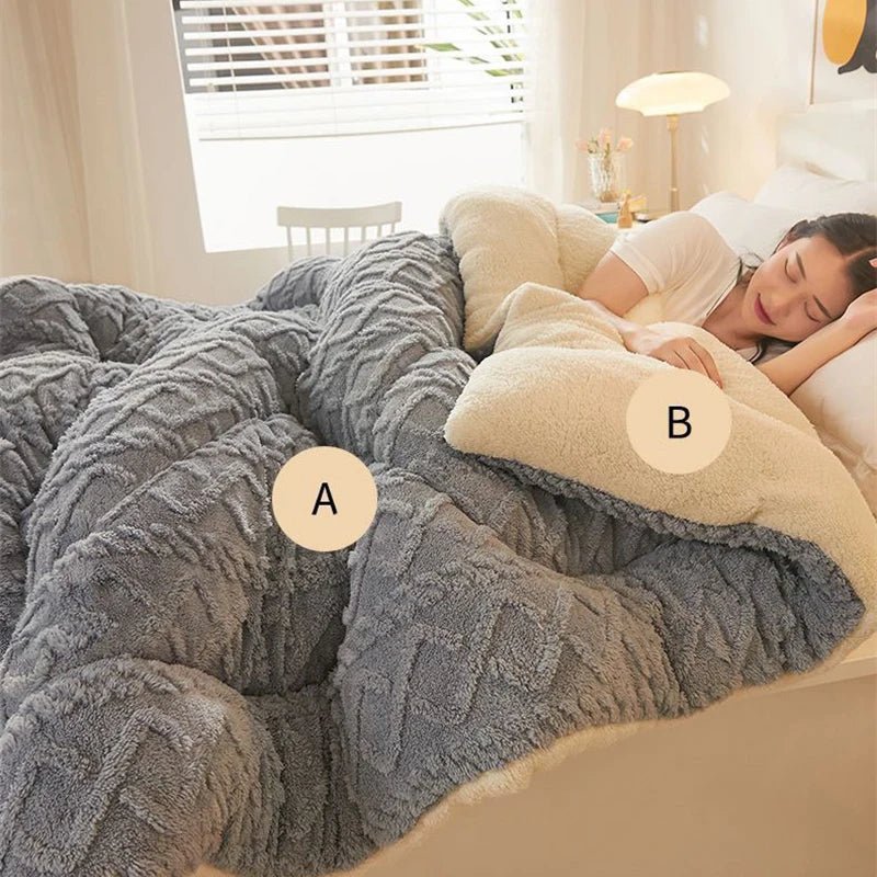 New Super Thick Spring Warm Blanket for Bed Artificial Lamb Cashmere Weighted Blankets Soft Comfortable Warmth Quilt Comforter - Velvet Haven
