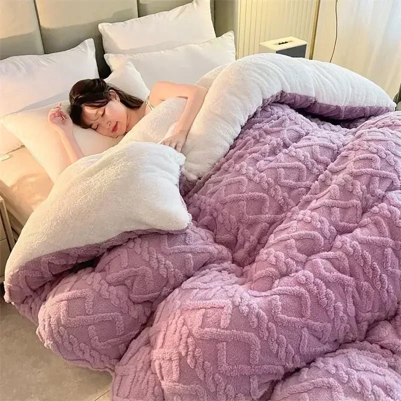 New Super Thick Spring Warm Blanket for Bed Artificial Lamb Cashmere Weighted Blankets Soft Comfortable Warmth Quilt Comforter - Velvet Haven
