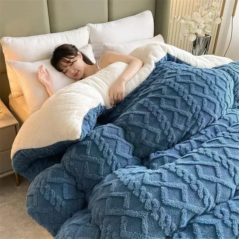 New Super Thick Spring Warm Blanket for Bed Artificial Lamb Cashmere Weighted Blankets Soft Comfortable Warmth Quilt Comforter - Velvet Haven