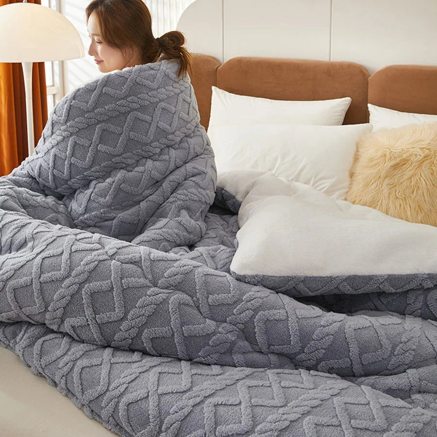 New Super Thick Winter Warm Blanket for Bed Artificial Lamb Cashmere Weighted Blankets Soft Comfortable Warmth Quilt Comforter - Velvet Haven