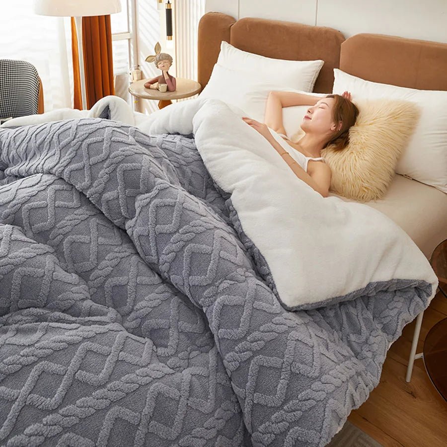 New Super Thick Winter Warm Blanket for Bed Artificial Lamb Cashmere Weighted Blankets Soft Comfortable Warmth Quilt Comforter - Velvet Haven