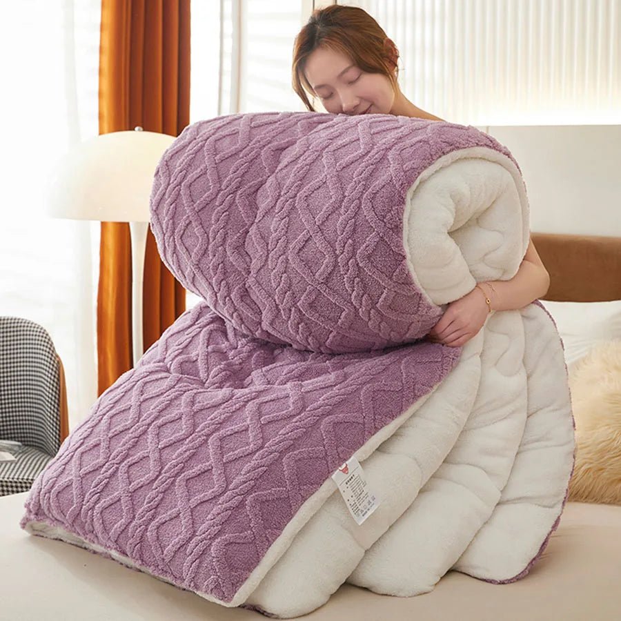 New Super Thick Winter Warm Blanket for Bed Artificial Lamb Cashmere Weighted Blankets Soft Comfortable Warmth Quilt Comforter - Velvet Haven