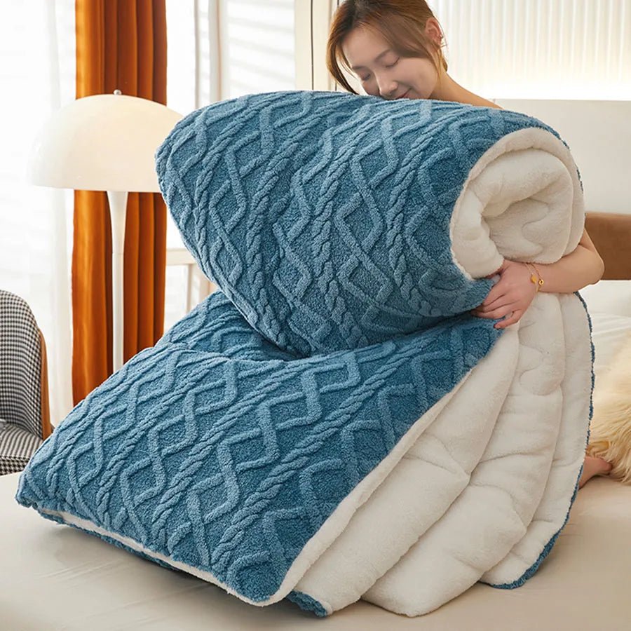 New Super Thick Winter Warm Blanket for Bed Artificial Lamb Cashmere Weighted Blankets Soft Comfortable Warmth Quilt Comforter - Velvet Haven