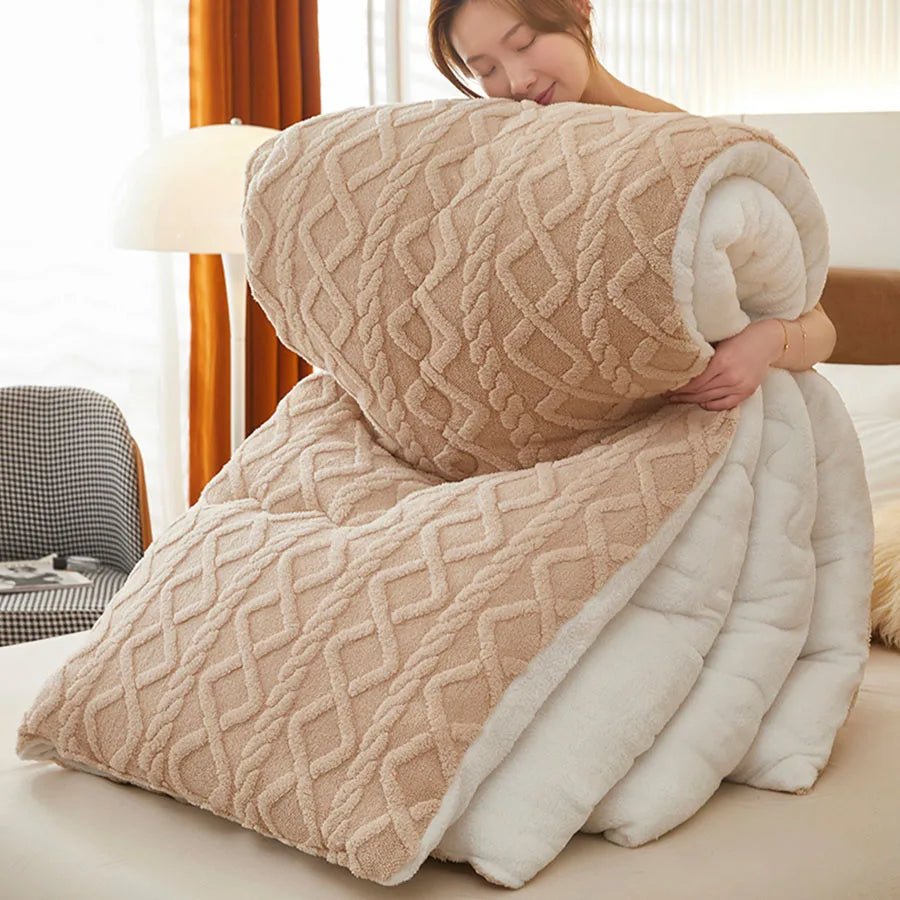 New Super Thick Winter Warm Blanket for Bed Artificial Lamb Cashmere Weighted Blankets Soft Comfortable Warmth Quilt Comforter - Velvet Haven
