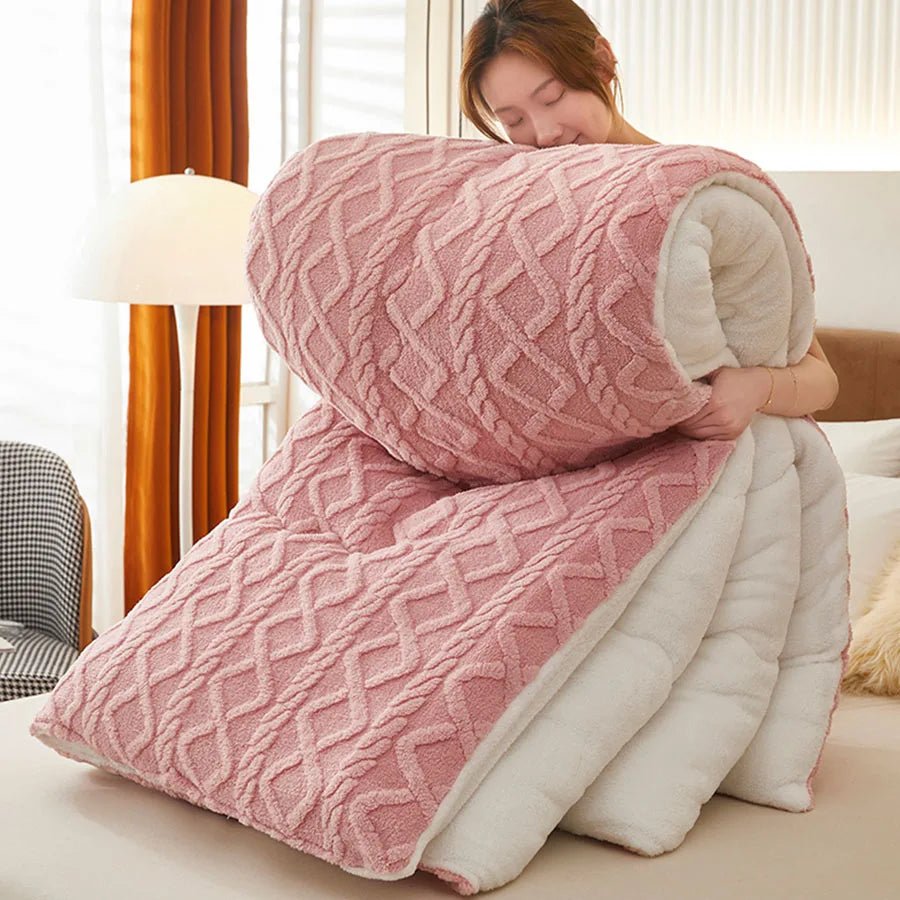 New Super Thick Winter Warm Blanket for Bed Artificial Lamb Cashmere Weighted Blankets Soft Comfortable Warmth Quilt Comforter - Velvet Haven