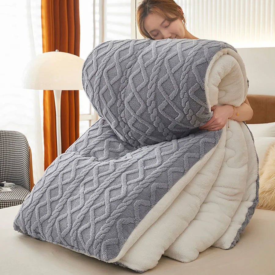 New Super Thick Winter Warm Blanket for Bed Artificial Lamb Cashmere Weighted Blankets Soft Comfortable Warmth Quilt Comforter - Velvet Haven