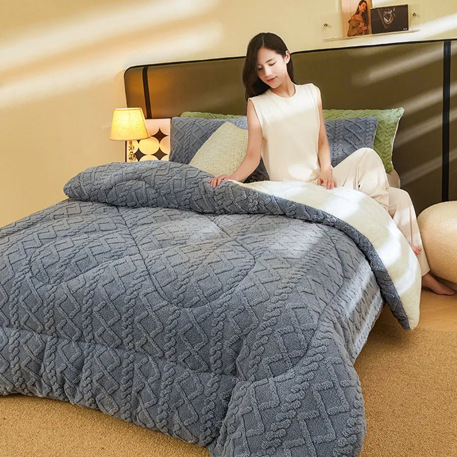 New Super Thick Winter Warm Blanket for Bed Artificial Lamb Cashmere Weighted Blankets Soft Comfortable Warmth Quilt Comforter - Velvet Haven